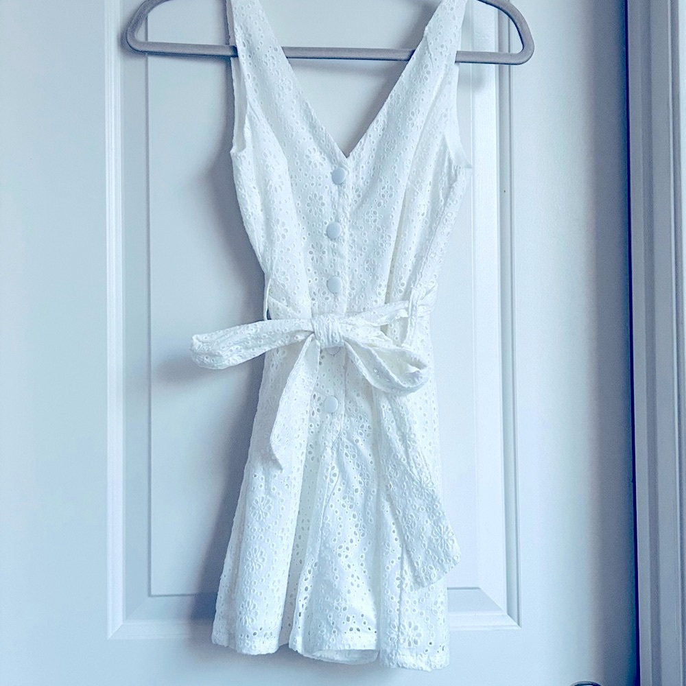 Gianni Bini White Eyelet Button Down Romper - Picture 2 of 9
